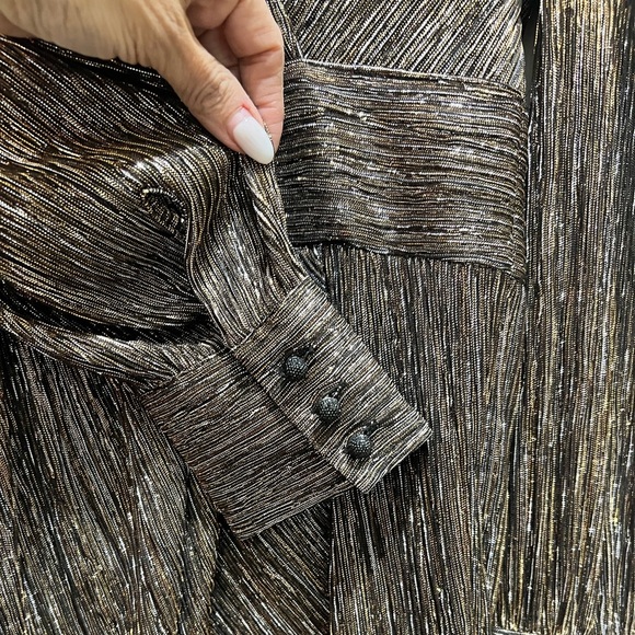 THE KOOPLES METALLIC BRONZE SHORT DRESS SIZE 1/Small NWT The Luxe dress - Picture 5 of 16